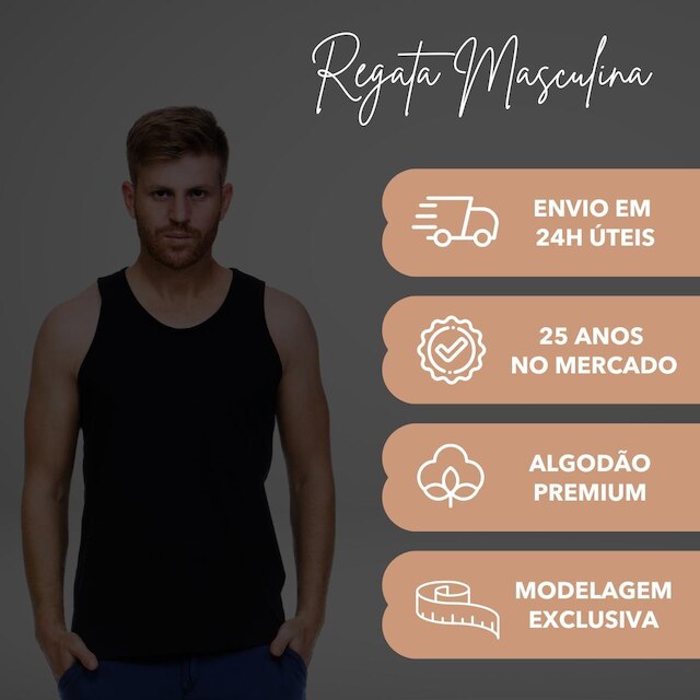 Regata Masculina Algodão Lisa