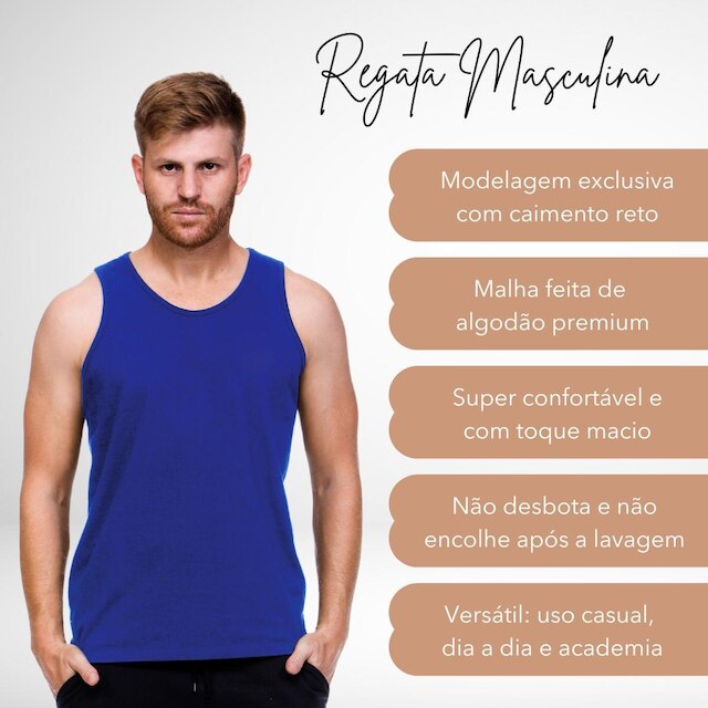 Regata Masculina Algodão Lisa