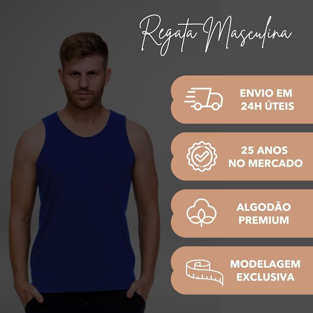 Regata Masculina Algodão Lisa