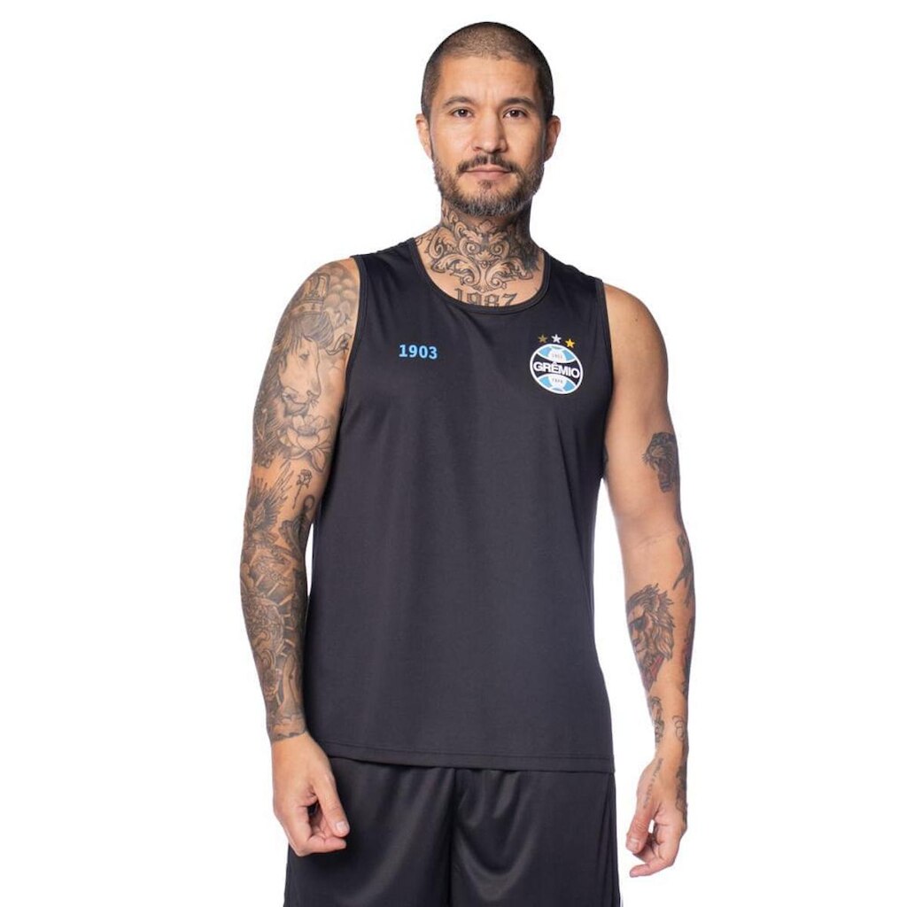 Regata Masculina Betel Grêmio Basic II Preto/Azul