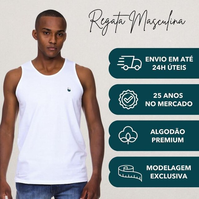 Regata Masculina Casual Básica Algodão Lynn