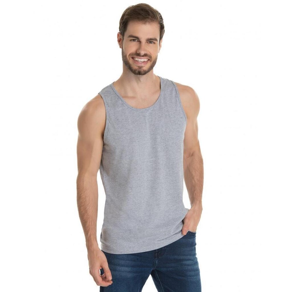 Regata Masculina de Algodão Premium Básica Lisa