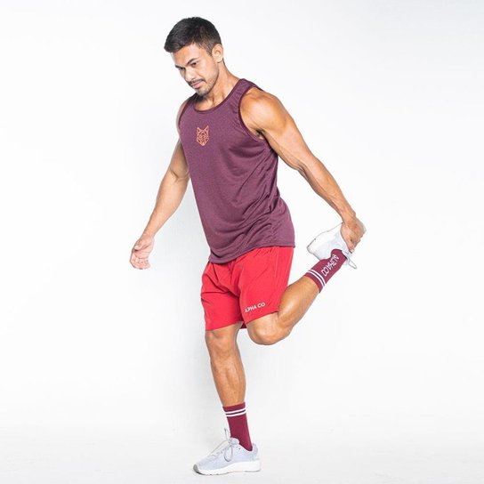 Regata Masculina Dry Fit Esportiva Lobo Mescla Vinho Alpha Co - Vinho Menor preço em Regata Masculina Dry Fit Esportiva Lobo Mescla Vinho Alpha Co - Vinho