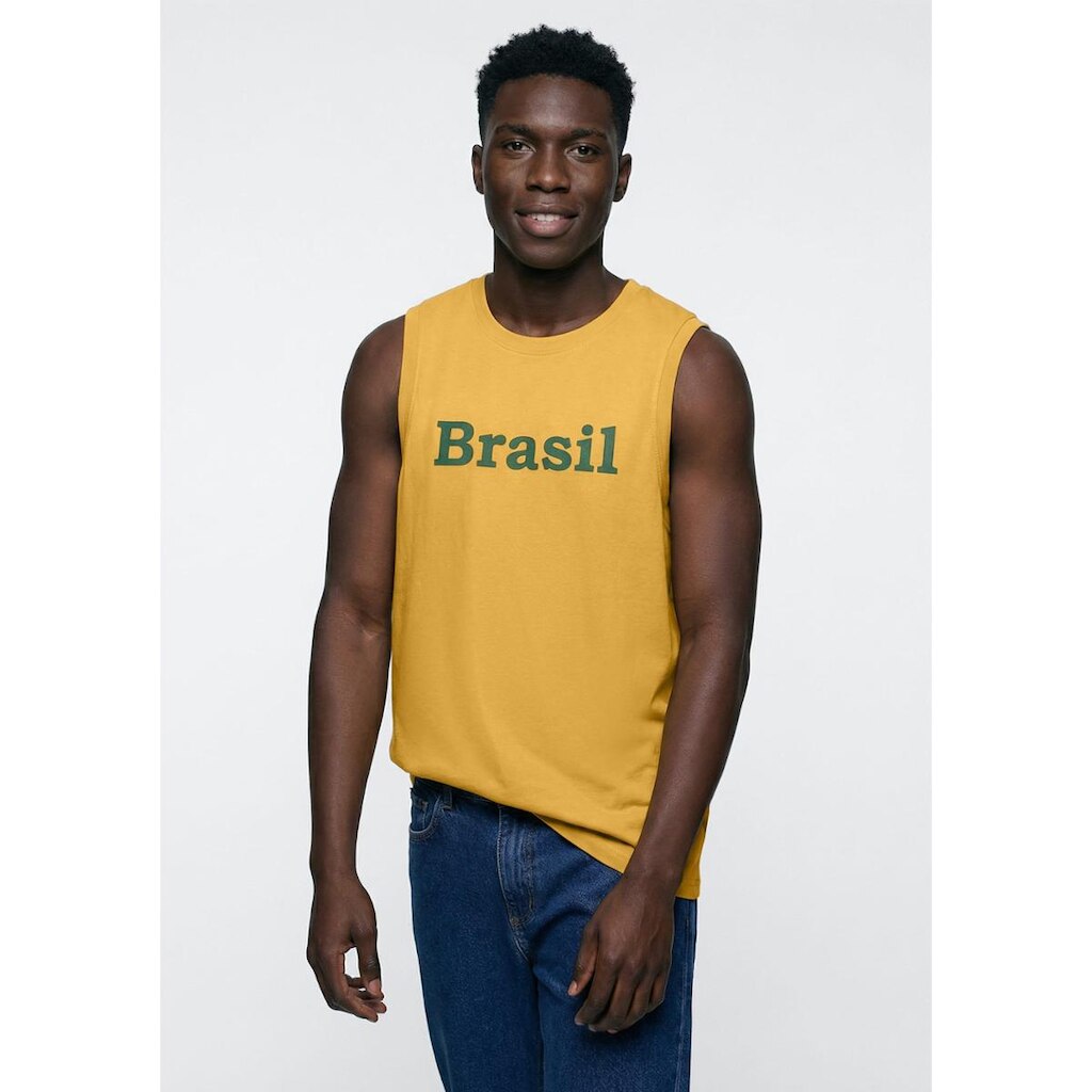 Regata Masculina Em Malha Com Estampa Drop Brasil