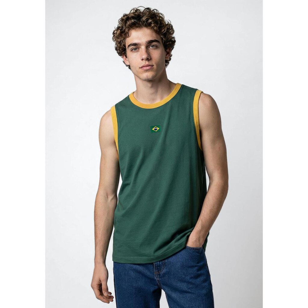 Regata Masculina Em Malha Com Patch Drop Brasil