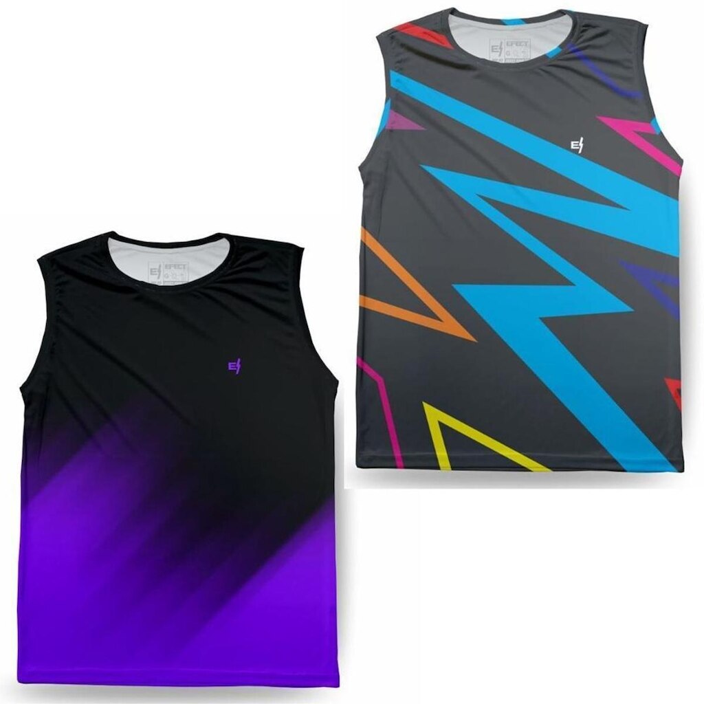 Regata Masculina Proteção UV Térmica Cavada Estampada Kit 2