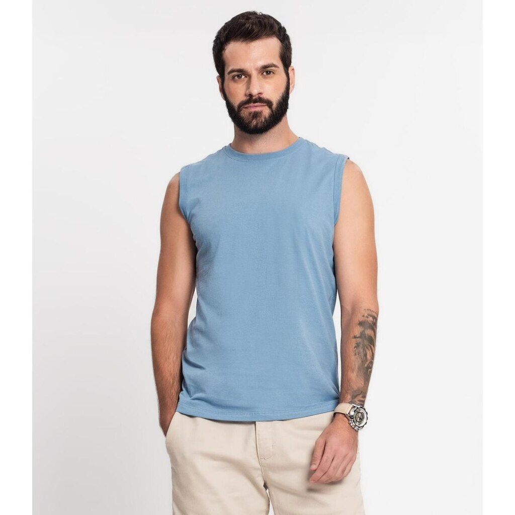 Regata Meia Malha Básica Masculina Kohmar Azul