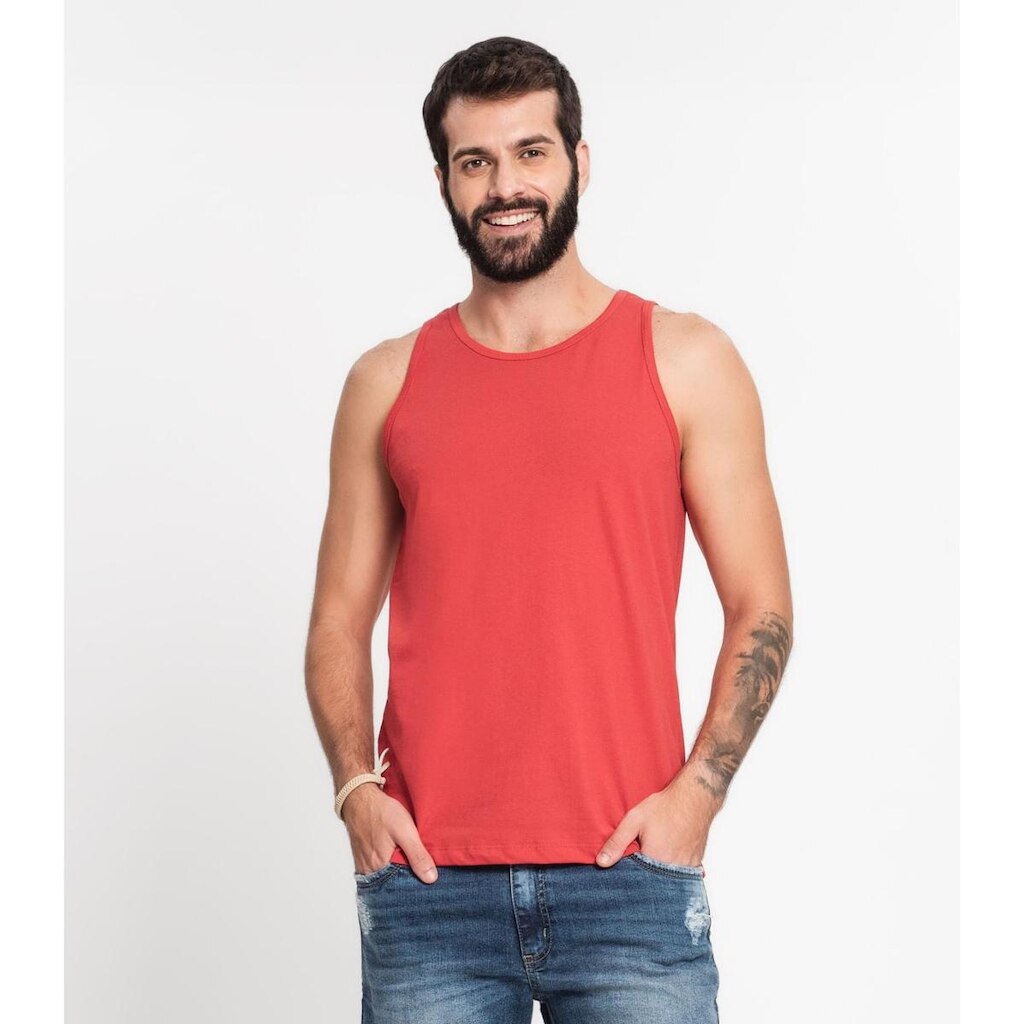 Regata Meia Malha Básica Masculina Kohmar Laranja