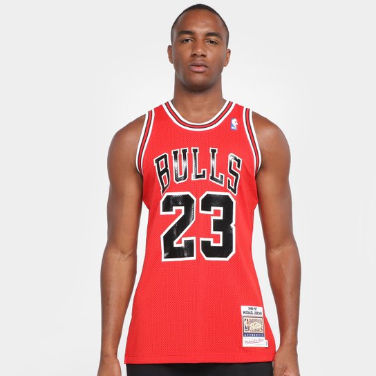 Regata NBA Chicago Bulls Mitchell e Ness Authentic Jersey Michael Jordan Masculina - Vermelho Menor preço em Regata NBA Chicago Bulls Mitchell e Ness Authentic Jersey Michael Jordan Masculina - Vermelho