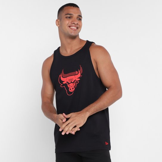 Regata NBA Chicago Bulls New Era Masculina - Preto Menor preço em Regata NBA Chicago Bulls New Era Masculina - Preto
