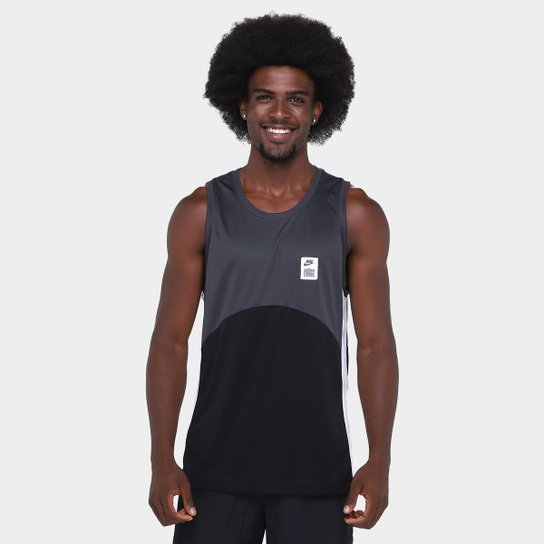 Regata NBA Nike Starting 5 Dri-Fit Masculina - Cinza+Preto Menor preço em Regata NBA Nike Starting 5 Dri-Fit Masculina - Cinza+Preto