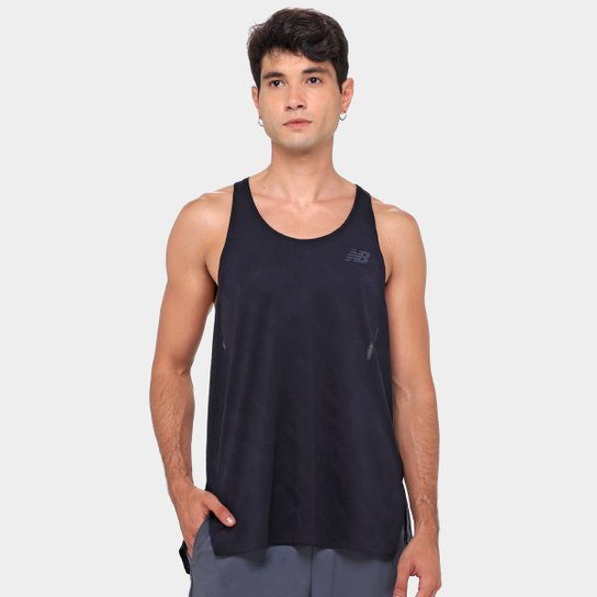 Regata New Balance Q Speed Jacquard Masculina - Preto Menor preço em Regata New Balance Q Speed Jacquard Masculina - Preto