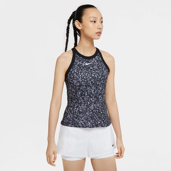 Regata Nike Court Dri-Fit Feminina - Preto+Branco Menor preço em Regata Nike Court Dri-Fit Feminina - Preto+Branco