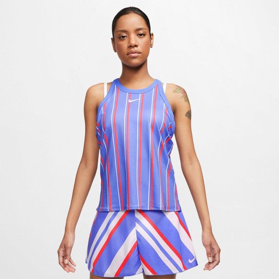 Regata Nike Court Dry Print Feminina - Azul Royal Menor preço em Regata Nike Court Dry Print Feminina - Azul Royal