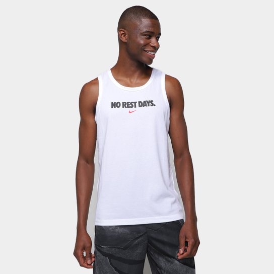 Regata Nike Df Tank No Rest Masculina - Branco Menor preço em Regata Nike Df Tank No Rest Masculina - Branco
