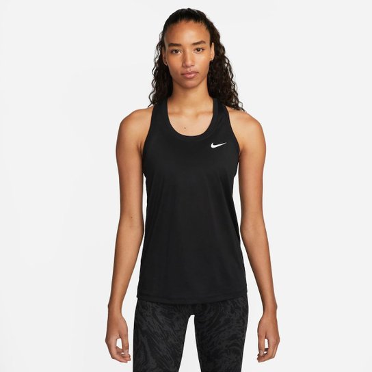Regata Nike Dri-FIT Feminina - Preto+Branco Menor preço em Regata Nike Dri-FIT Feminina - Preto+Branco
