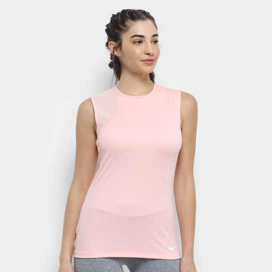 Regata Nike Dry Slim Feminina - Rosa+Branco