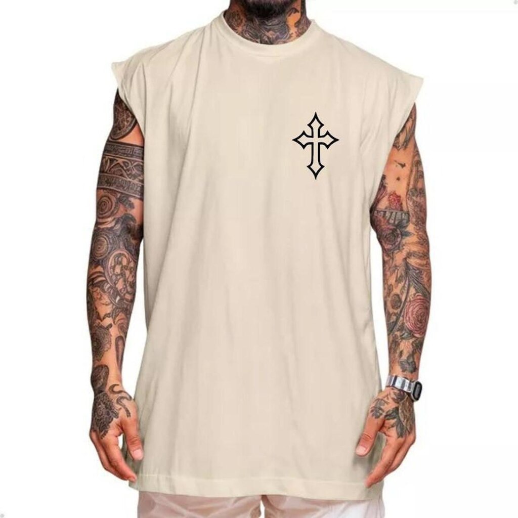 Regata Oversized Masculina Algodão Premium Cruz