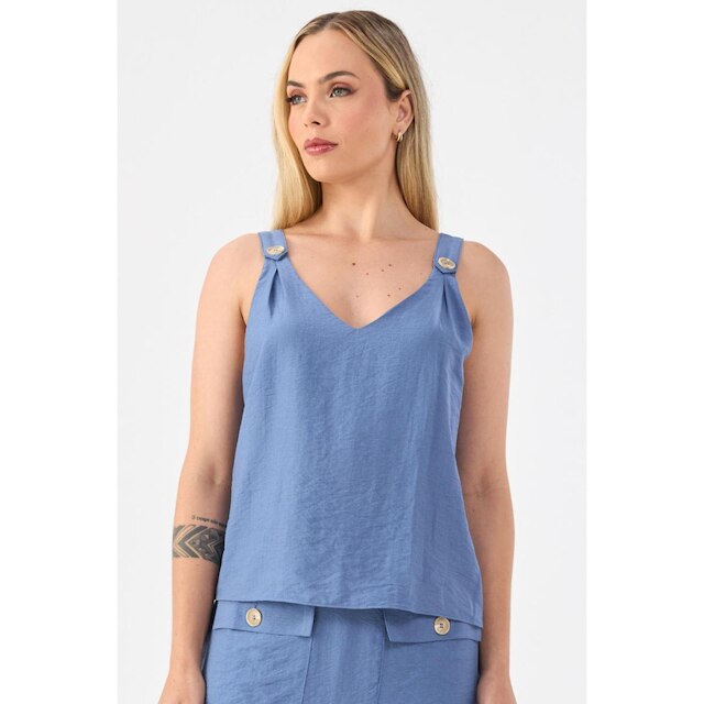 Regata PKS Alça Viscose Azul