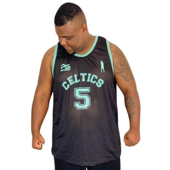 Regata Plus Size Boston Celtics Basquete - Preto Menor preço em Regata Plus Size Boston Celtics Basquete - Preto
