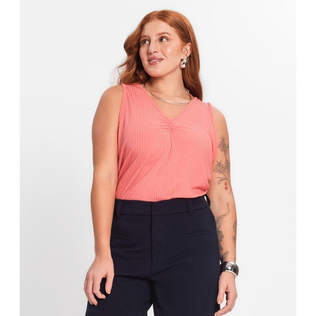 Regata Plus Size Em Ribana Canelada Secret Glam Rosa