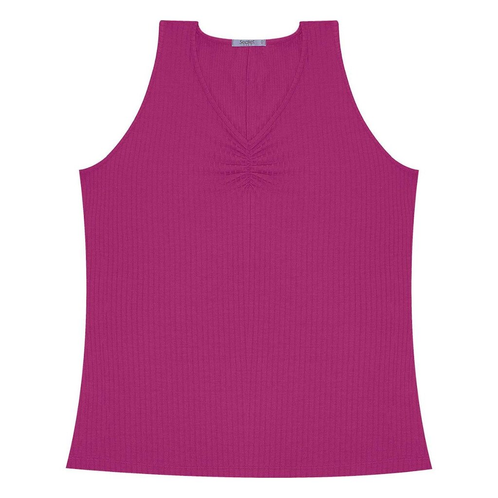 Regata Plus Size Em Ribana Canelada Secret Glam Roxo