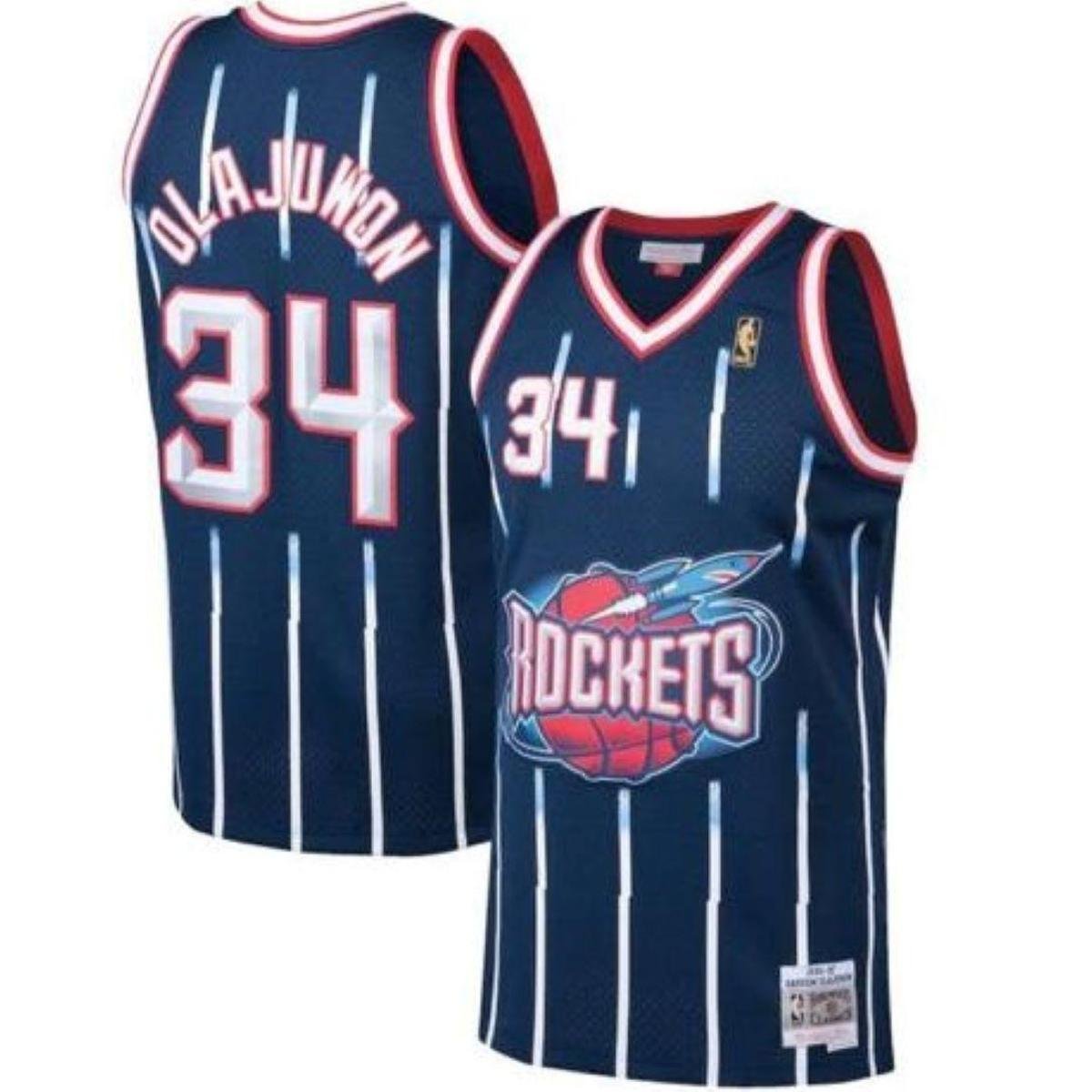 Regata Retrô Nba Houston Rockets #34 - Hakeem Olajuwon - Azul
