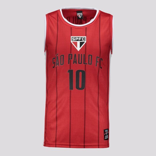 Regata São Paulo Basquete 10 Vermelha e Branca - Vermelho Menor preço em Regata São Paulo Basquete 10 Vermelha e Branca - Vermelho