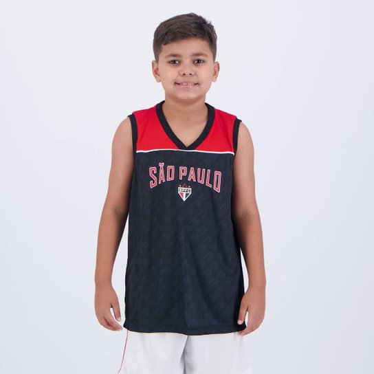 Regata São Paulo University Infantil Preta - Preto Menor preço em Regata São Paulo University Infantil Preta - Preto