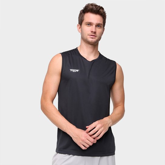 Regata Topper Treino Classic Masculina - Preto Menor preço em Regata Topper Treino Classic Masculina - Preto