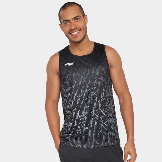 Regata Topper Treino Ultracolor II Masculina - Preto+Cinza Menor preço em Regata Topper Treino Ultracolor II Masculina - Preto+Cinza
