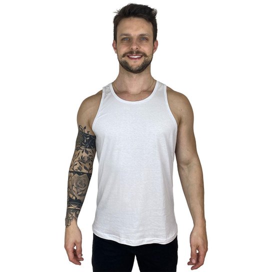 Regata Tradicional Masculina Básica Zimm Brasil Sem Estampa Lisa - Branco Menor preço em Regata Tradicional Masculina Básica Zimm Brasil Sem Estampa Lisa - Branco