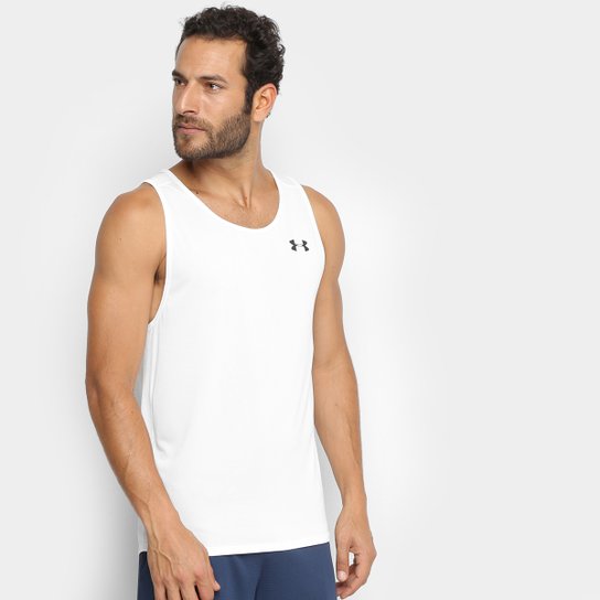 Regata Under Armour Tech 2.0 Masculina - Preto+Branco Menor preço em Regata Under Armour Tech 2.0 Masculina - Preto+Branco