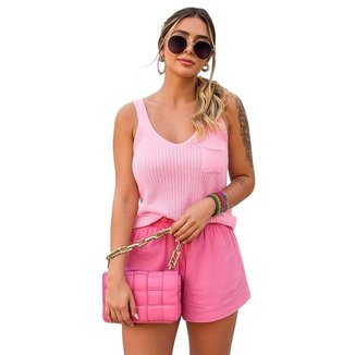 Regata Vih Triny Feminina Básica com Bolsinho em Tricô Fang Casual