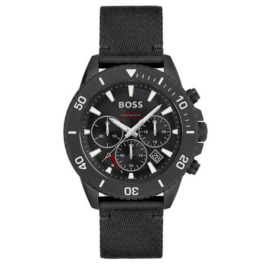 Relógio Boss Masculino Nylon Preto 1513918 05 ATM - Preto Menor preço em Relógio Boss Masculino Nylon Preto 1513918 05 ATM - Preto