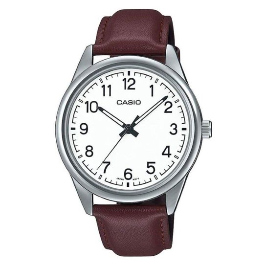 Relógio Casio Collection Masculino MTP-V005L-7B4UDF - Prata+Marrom Menor preço em Relógio Casio Collection Masculino MTP-V005L-7B4UDF - Prata+Marrom