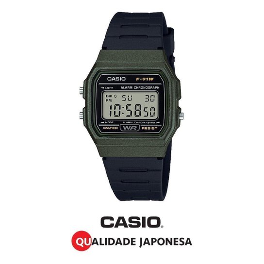 Relógio Casio Digital Feminino F-91WM-3ADF - Verde Menor preço em Relógio Casio Digital Feminino F-91WM-3ADF - Verde