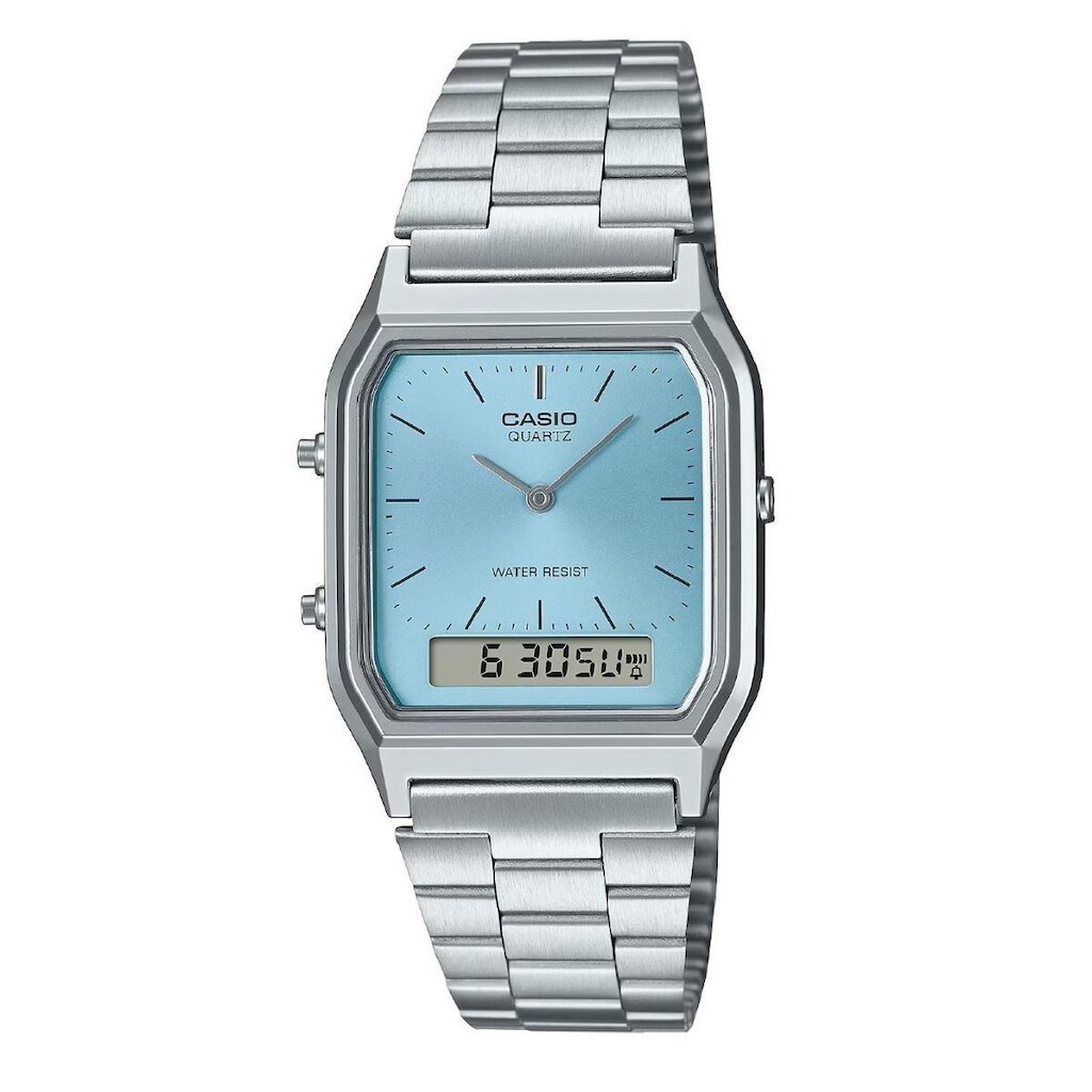 Relógio Casio Vintage AQ-230A-2A1MQYDF Prata e Azul