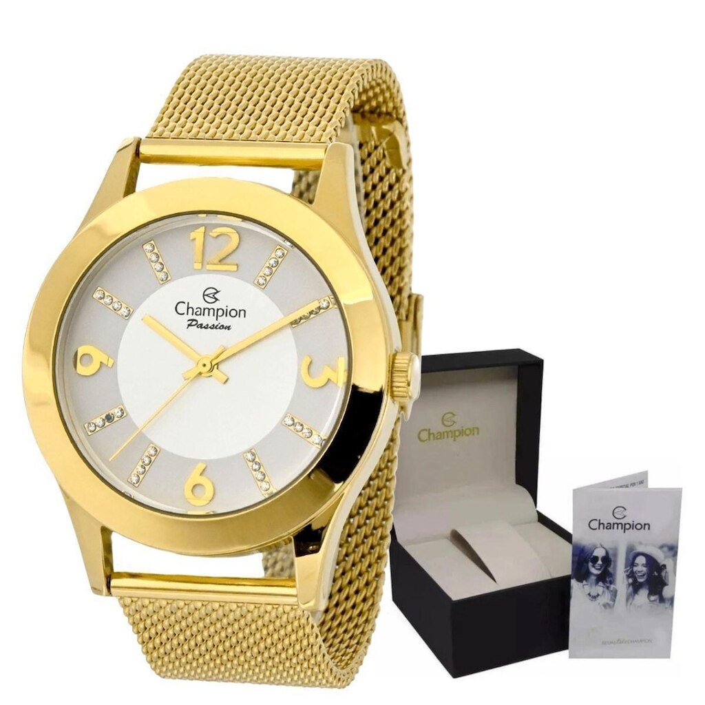 Relógio Champion Dourado Original Resistente Prova D'agua