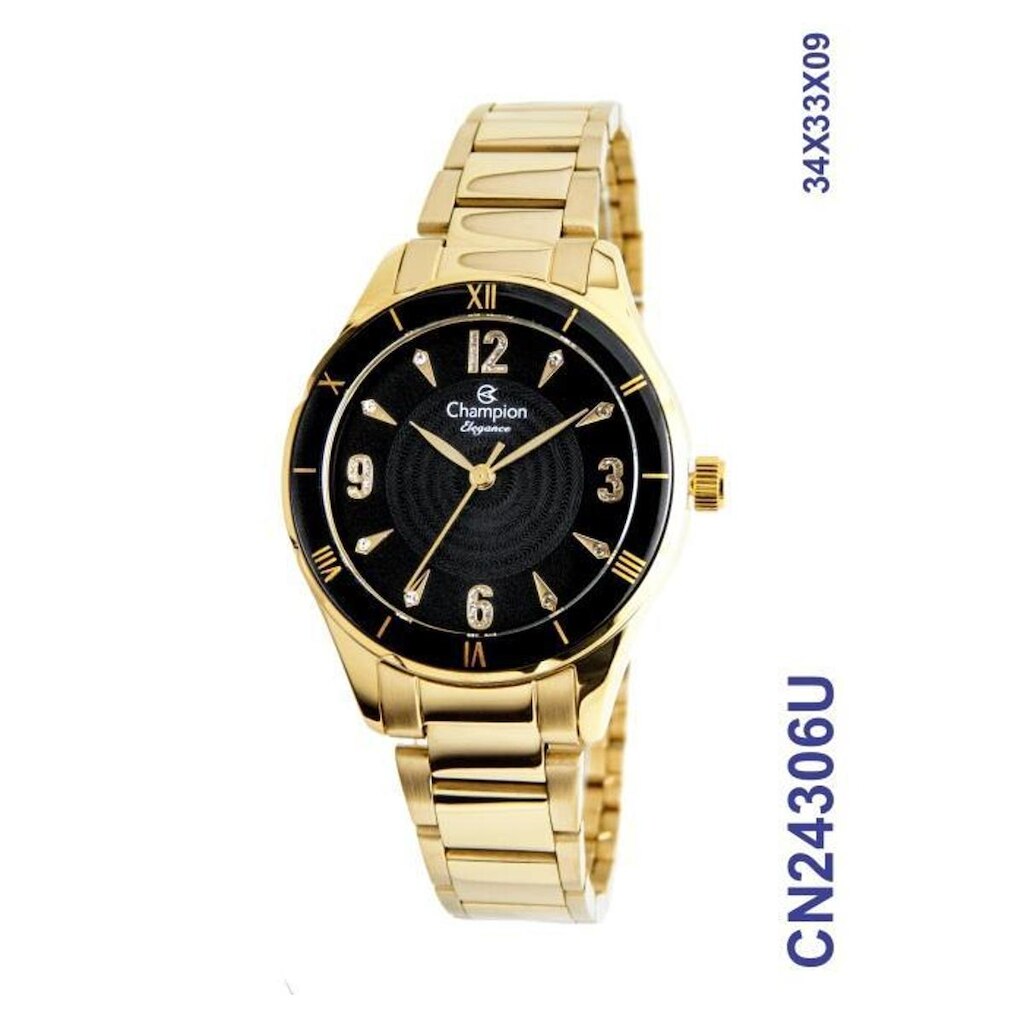 Relógio Champion Elegance CN24306U Pulseira Aço Dourado