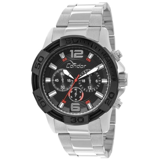 RELÓGIO CONDOR COVD54AB/3P - Prata+Preto