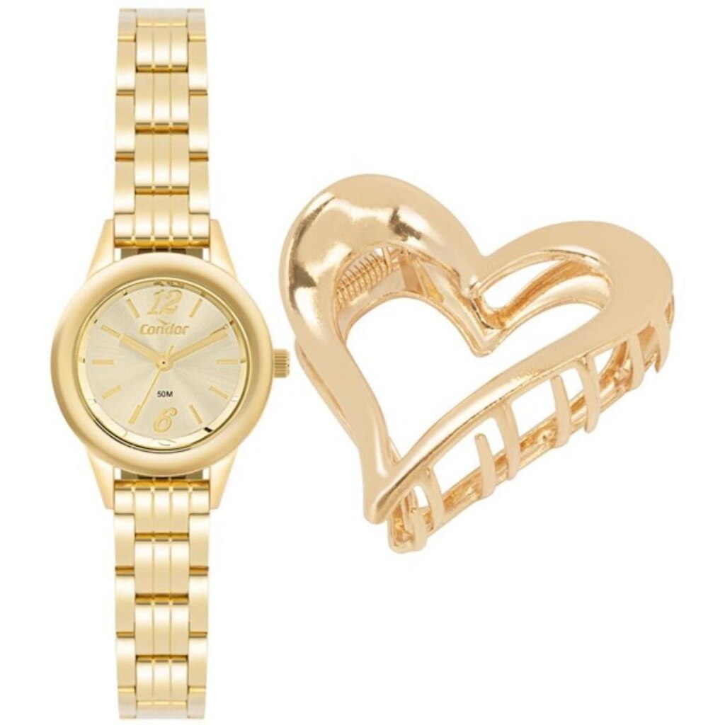 Relógio Condor Feminino Ref: Co2035obb/k4x Dourado + Prendedor