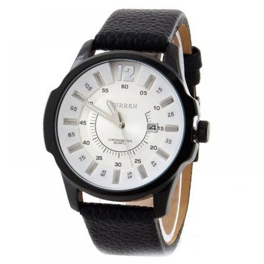 Relógio Curren Analógico Masculino - Branco Menor preço em Relógio Curren Analógico Masculino - Branco