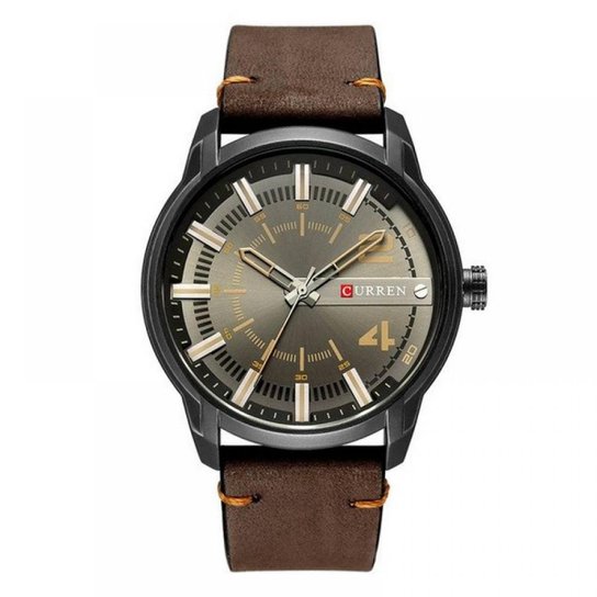 Relógio Curren Analógico Masculino - Preto+Marrom Menor preço em Relógio Curren Analógico Masculino - Preto+Marrom