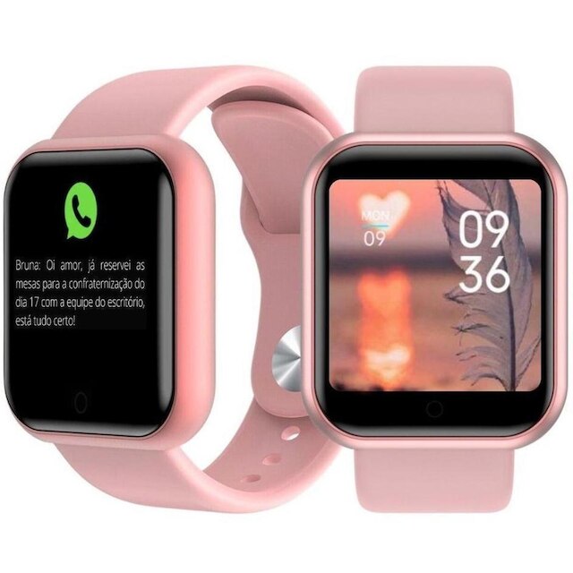Relógio D20 Smart Watch Mede Pressão Arterial Batimento Cardiaco - Rosa ...