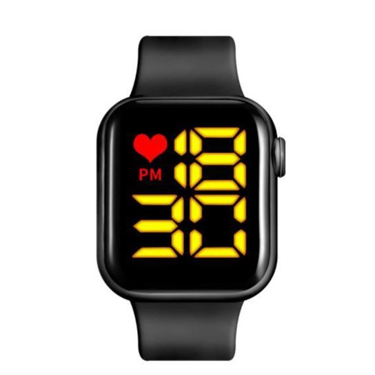 Relógio de pulso esportivo digital, para homens e mulheres, de silicone, led vermelho, eletrônico, f - Preto Menor preço em Relógio de pulso esportivo digital, para homens e mulheres, de silicone, led vermelho, eletrônico, f - Preto