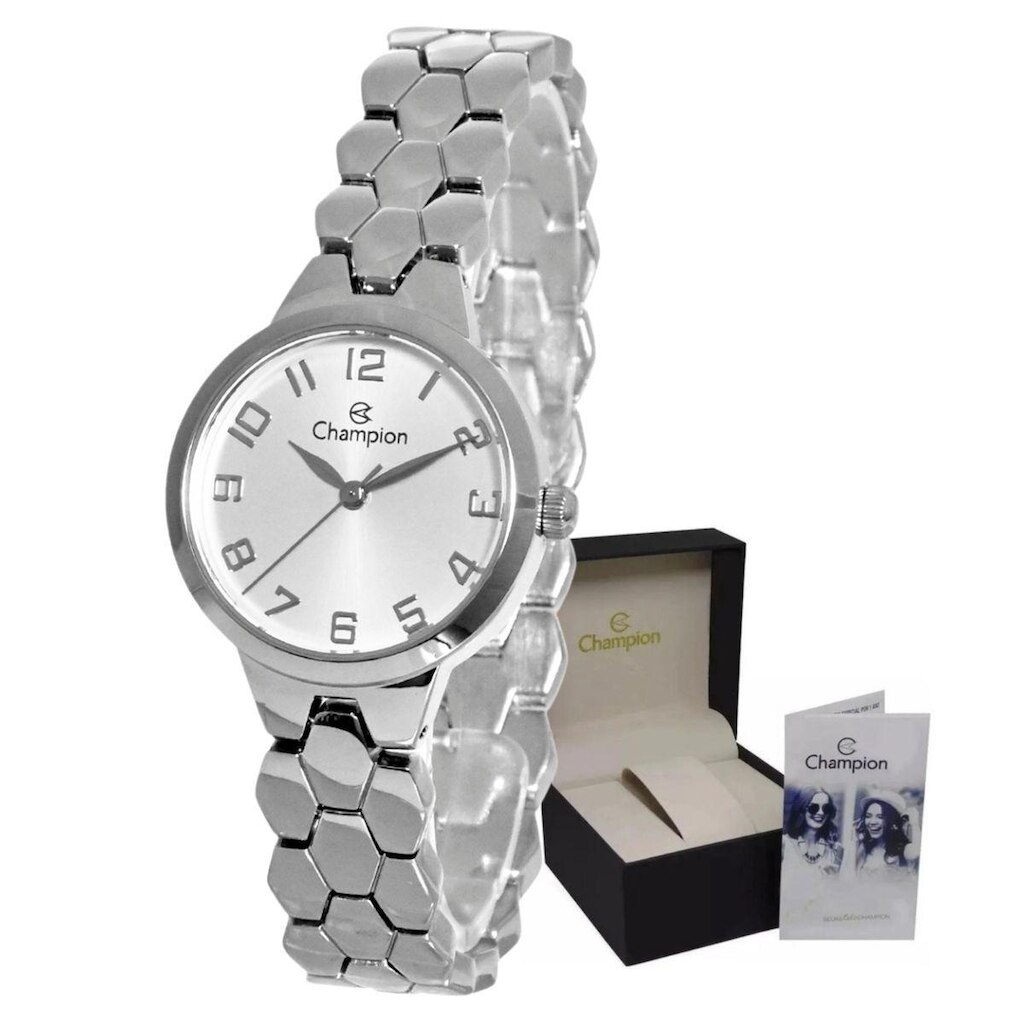 Relógio de Pulso Feminino Prateado Moderno Original Resisten