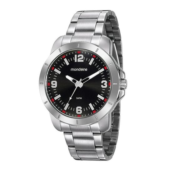 Relógio de Pulso Mondaine Masculino Casual Analógico Prata - 99519G0MVNE1 - Prata+Preto Menor preço em Relógio de Pulso Mondaine Masculino Casual Analógico Prata - 99519G0MVNE1 - Prata+Preto