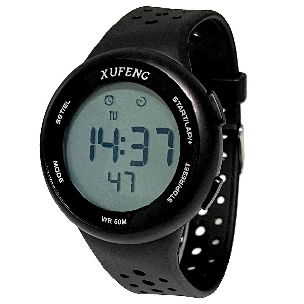 Relógio de Pulso Xufeng Redondo Masculino Digital Resistente Água ...