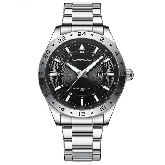 Relógio de quartzo, design ouro, aço inoxidável, com ponteiros luminosos - Prata Menor preço em Relógio de quartzo, design ouro, aço inoxidável, com ponteiros luminosos - Prata